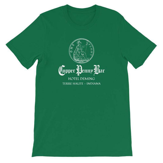 Copper Penny Bar (white) - Terre Haute Indiana  -  Short-Sleeve Unisex T-Shirt - EdgyHaute