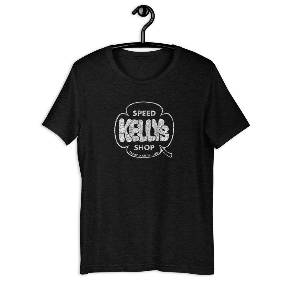 Kelly's Speed Shop (white/distressed) - Terre Haute Indiana  -  Short-Sleeve Unisex T-Shirt - EdgyHaute