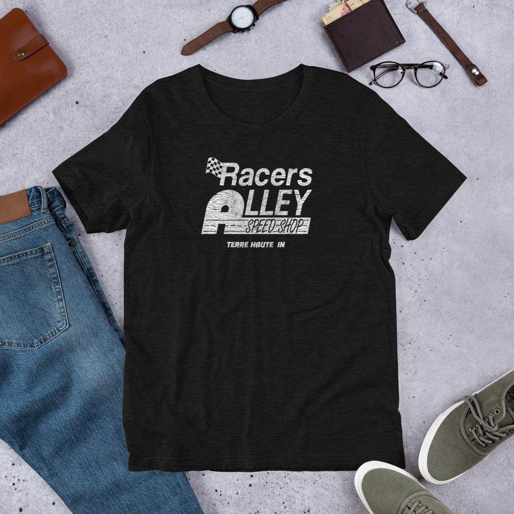 Racers Alley Speed Shop (distressed) - Terre Haute Indiana  -  Short-Sleeve Unisex T-Shirt - EdgyHaute