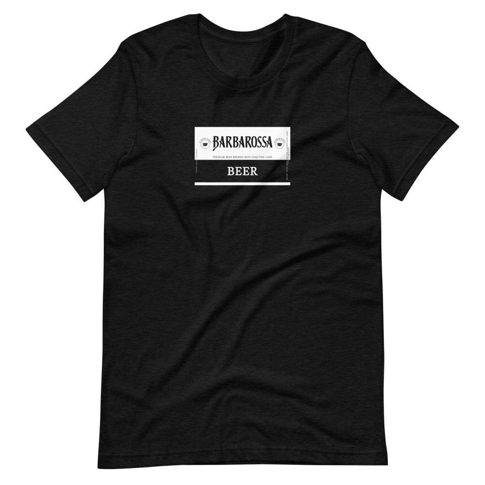 Barbarossa Beer (label/white) - Terre Haute Indiana  -  Short-Sleeve Unisex T-Shirt - EdgyHaute