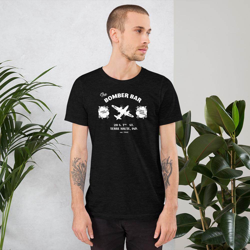 The Bomber Bar (white) - Terre Haute Indiana  -  Short-Sleeve Unisex T-Shirt - EdgyHaute