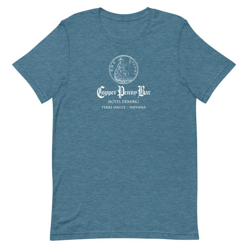 Copper Penny Bar (white) - Terre Haute Indiana  -  Short-Sleeve Unisex T-Shirt - EdgyHaute