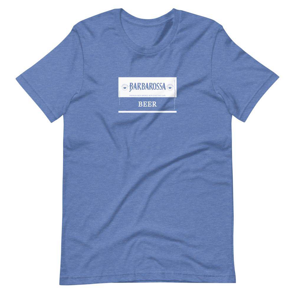 Barbarossa Beer (label/white) - Terre Haute Indiana  -  Short-Sleeve Unisex T-Shirt - EdgyHaute