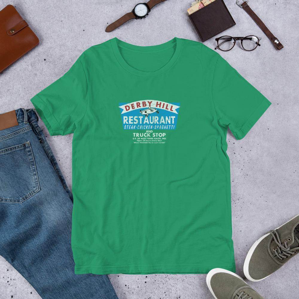 Derby Hill Restaurant and Truck Stop - West Terre Haute Indiana  -  Short-Sleeve Unisex T-Shirt - EdgyHaute