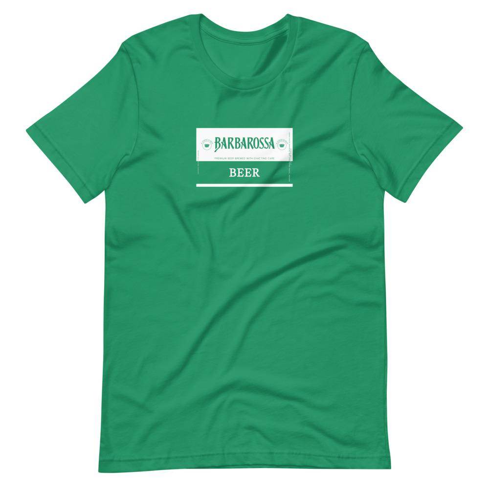 Barbarossa Beer (label/white) - Terre Haute Indiana  -  Short-Sleeve Unisex T-Shirt - EdgyHaute