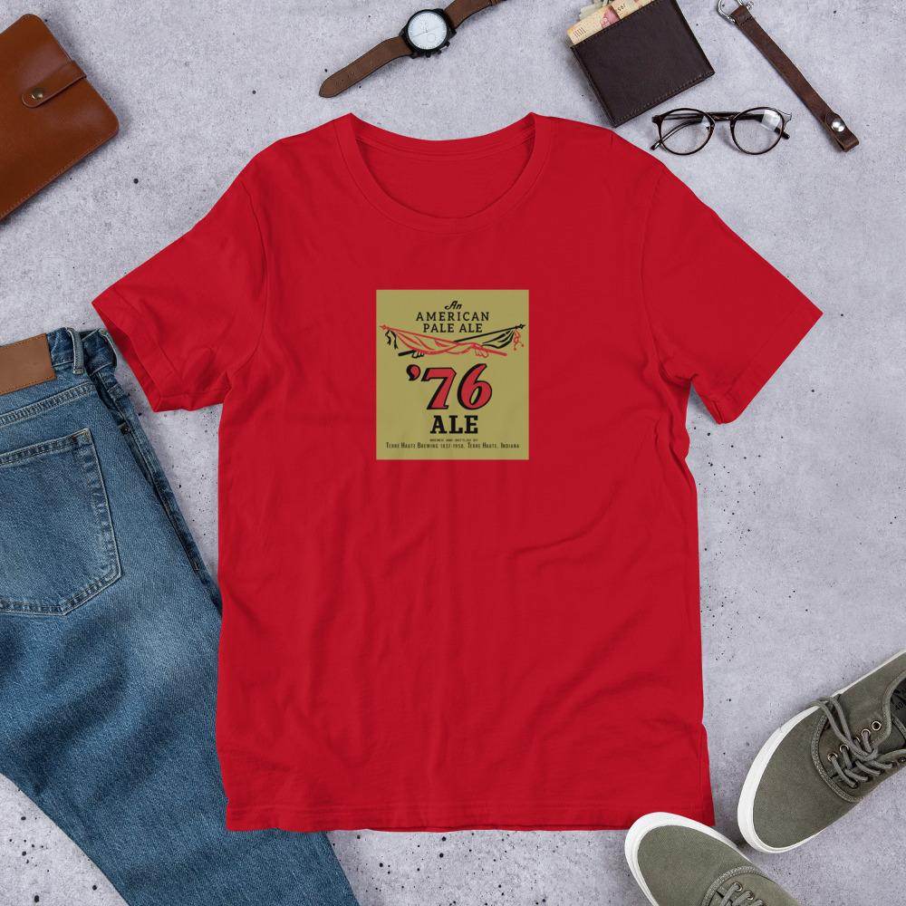 76 Ale (bottle label) - Terre Haute Indiana  -  Short-Sleeve Unisex T-Shirt - EdgyHaute