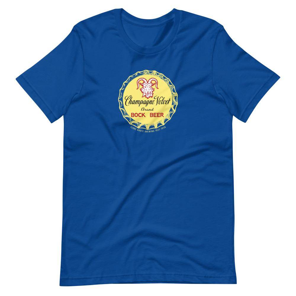 Champagne Velvet Bock Beer (cap 1) - Terre Haute Indiana  -  Short-Sleeve Unisex T-Shirt - EdgyHaute