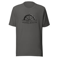 Port of Terre Haute - wheel (black/white) - Terre Haute Indiana - Short-Sleeve Unisex T-Shirt - EdgyHaute