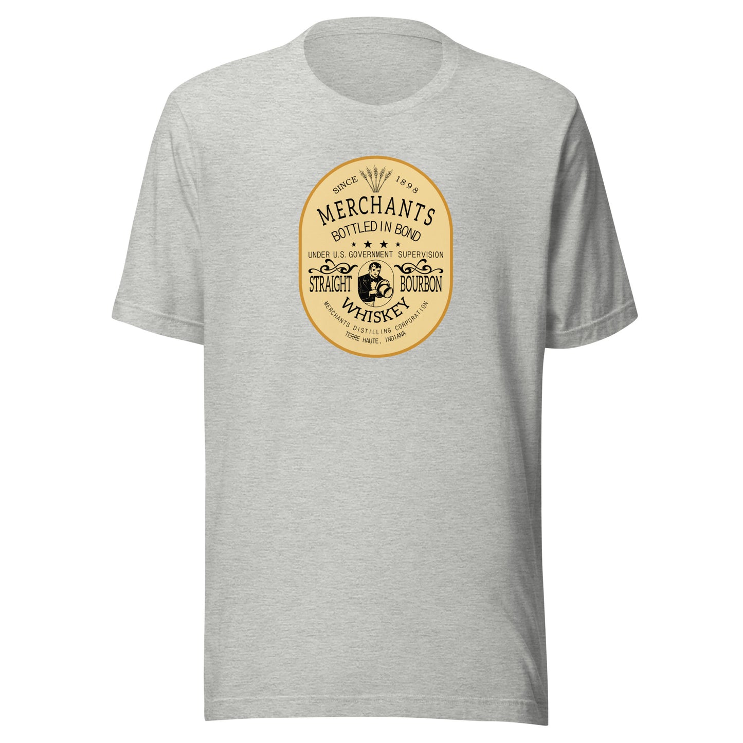 Deluxe Bourbon Whiskey / Merchants Distilling (design 2) - Terre Haute Indiana - Short-Sleeve Unisex T-Shirt - EdgyHaute