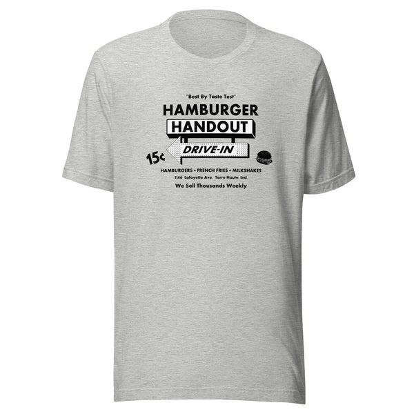 Hamburger Handout Drive-In (black/white) - Terre Haute Indiana - Short-Sleeve Unisex T-Shirt - EdgyHaute