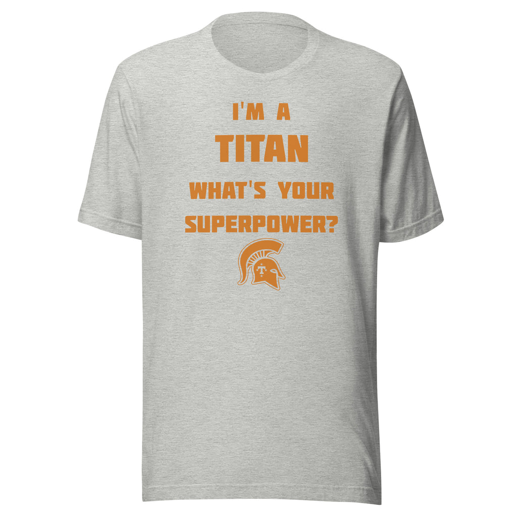 Kansas/Shiloh/Oakland HS Tri-County Titans - Superpower (orange) - Short-Sleeve Unisex T-Shirt - EdgyHaute