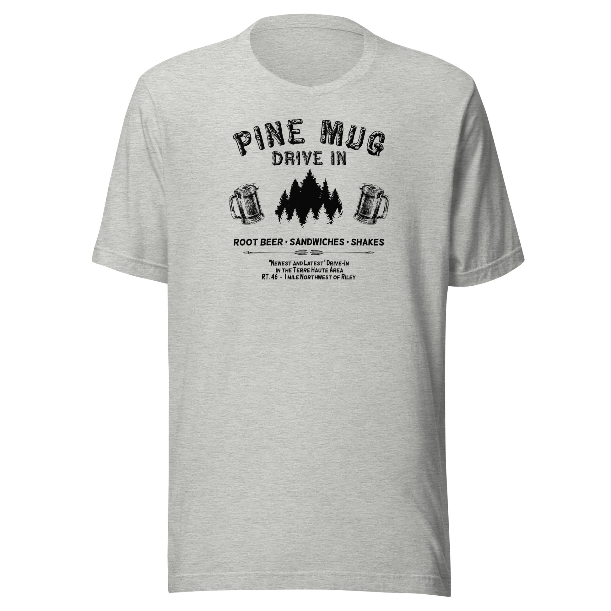 Pine Mug Drive-In (black) - Terre Haute Indiana - Short-Sleeve Unisex T-Shirt - EdgyHaute