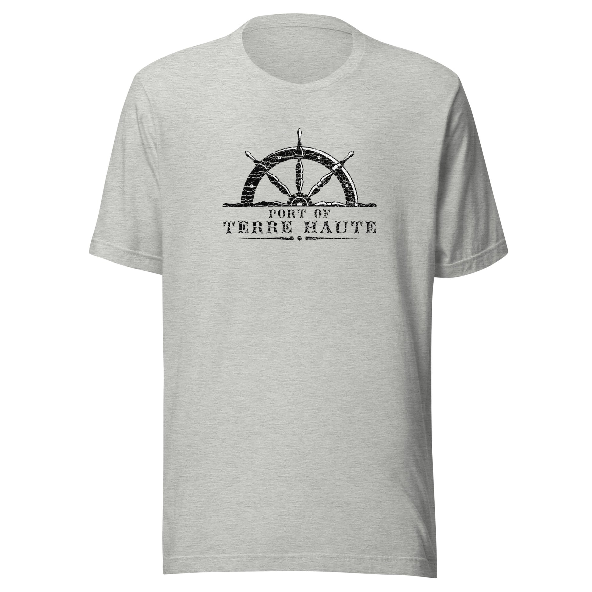 Port of Terre Haute - wheel (black/white) - Terre Haute Indiana - Short-Sleeve Unisex T-Shirt - EdgyHaute