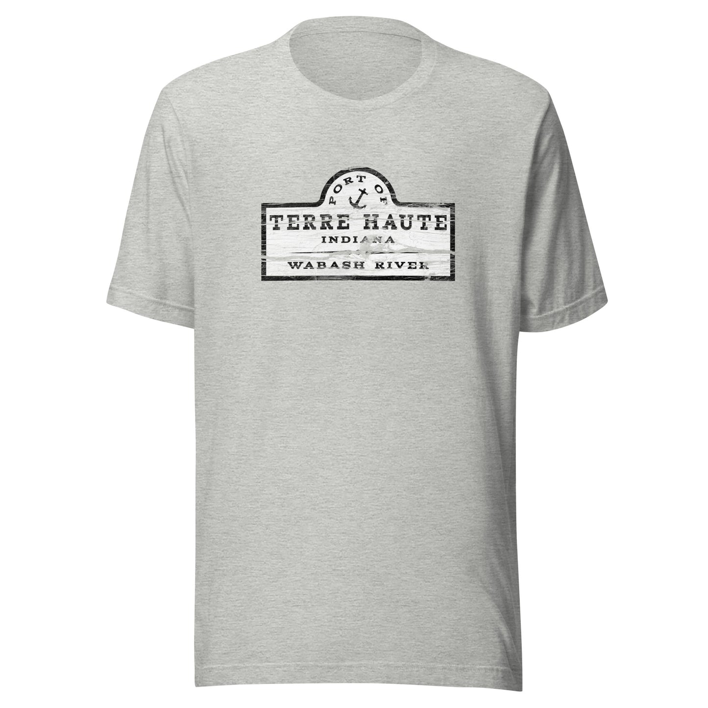 Port of Terre Haute - sign (black/white) - Terre Haute Indiana - Short-Sleeve Unisex T-Shirt - EdgyHaute