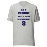 Seeger Memorial Jr.-Sr. HS Patriots - Superpower (blue) - Short-Sleeve Unisex T-Shirt - EdgyHaute