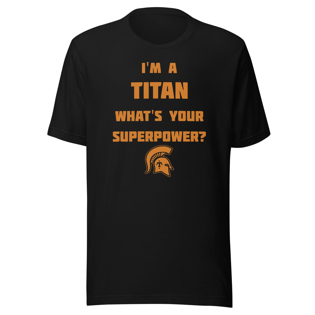 Kansas/Shiloh/Oakland HS Tri-County Titans - Superpower (orange) - Short-Sleeve Unisex T-Shirt - EdgyHaute