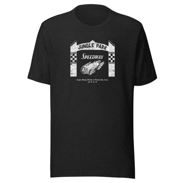Jungle Park Speedway (white) - Parke County Indiana - Short-Sleeve Unisex T-Shirt - EdgyHaute