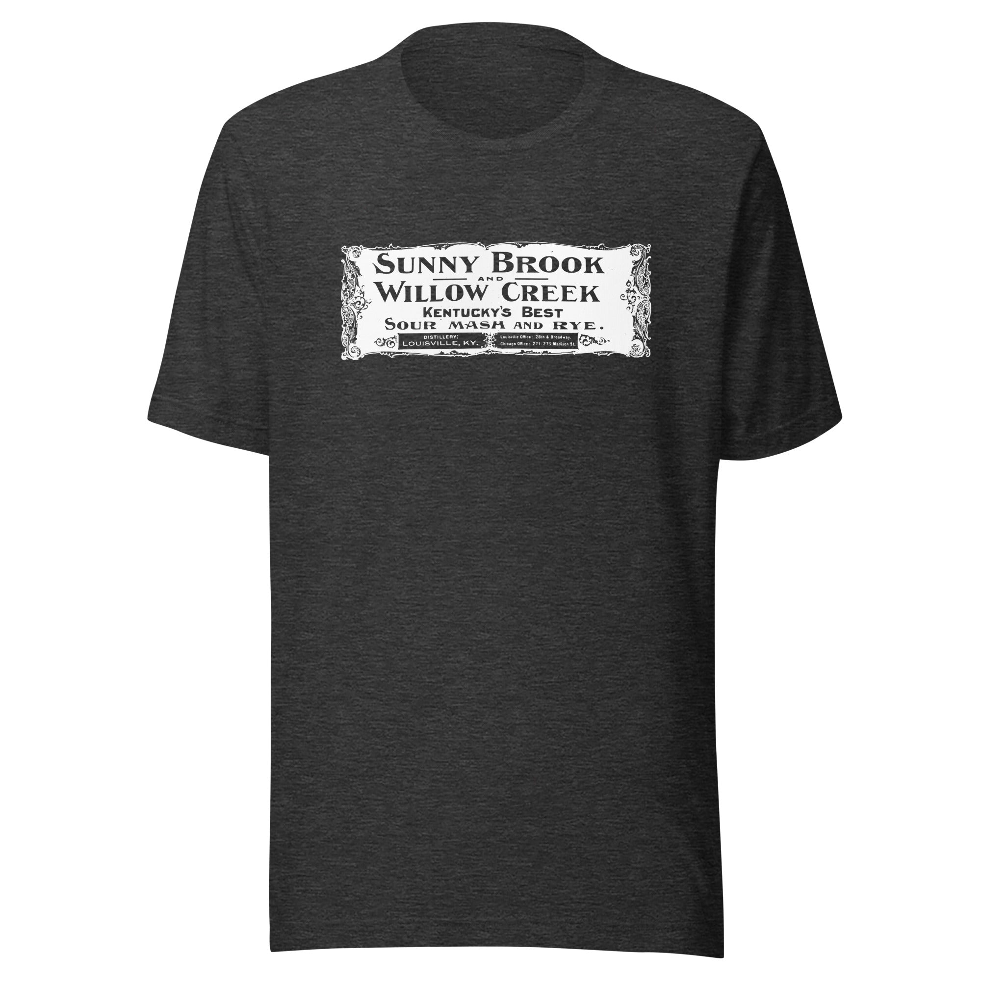 KY - Louisville - Sunny Brook and Willow Creek Distillery (white) - Short-Sleeve Unisex T-Shirt - EdgyHaute