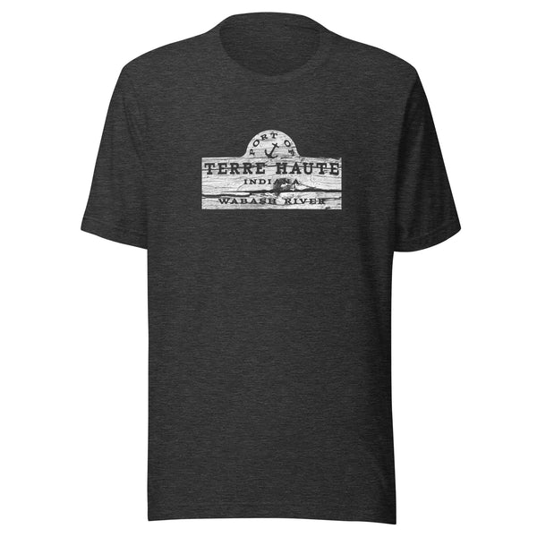 Port of Terre Haute - sign (black/white) - Terre Haute Indiana - Short-Sleeve Unisex T-Shirt - EdgyHaute