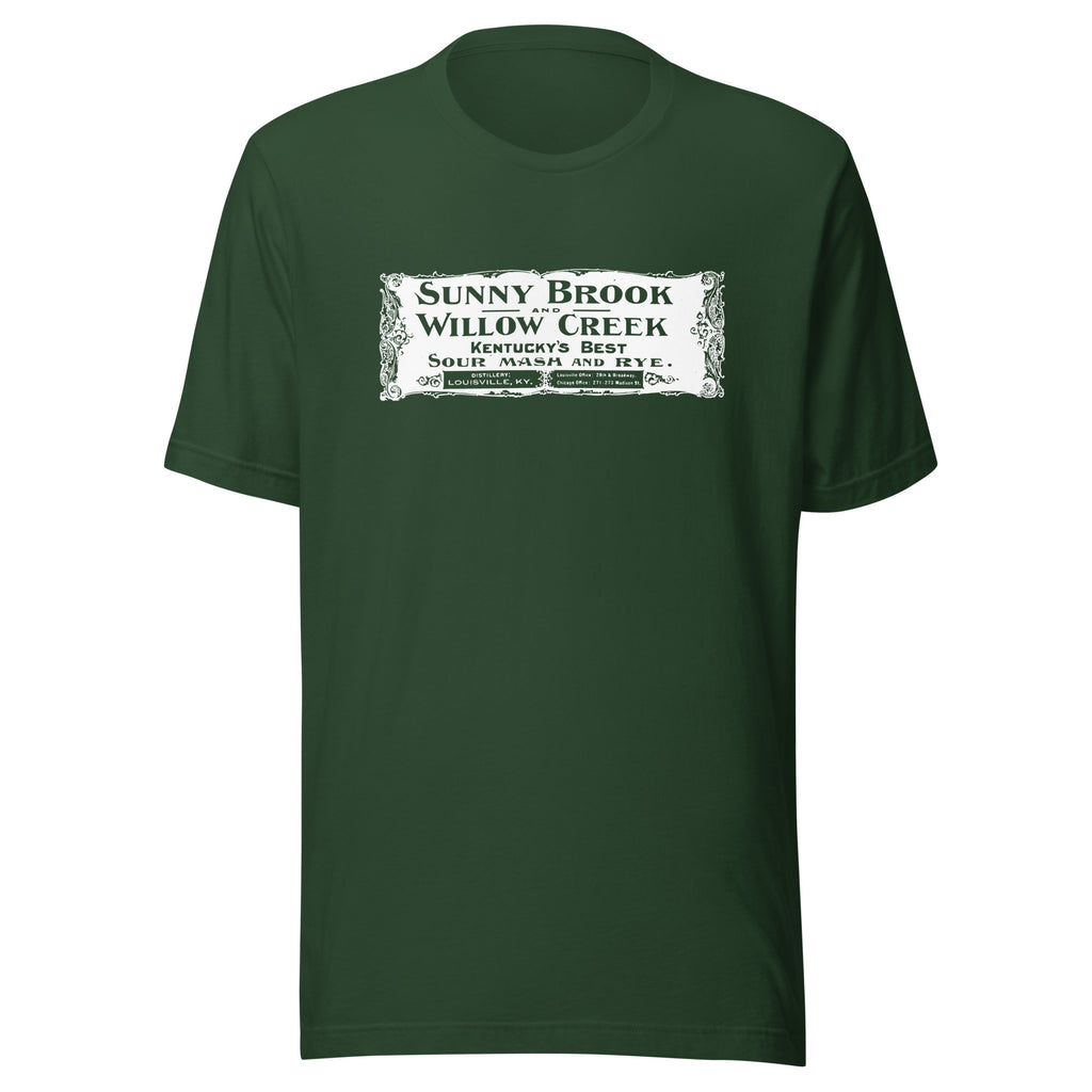 KY - Louisville - Sunny Brook and Willow Creek Distillery (white) - Short-Sleeve Unisex T-Shirt - EdgyHaute