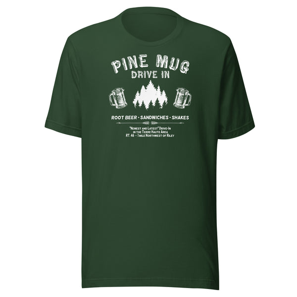 Pine Mug Drive-In (white) - Terre Haute Indiana - Short-Sleeve Unisex T-Shirt - EdgyHaute