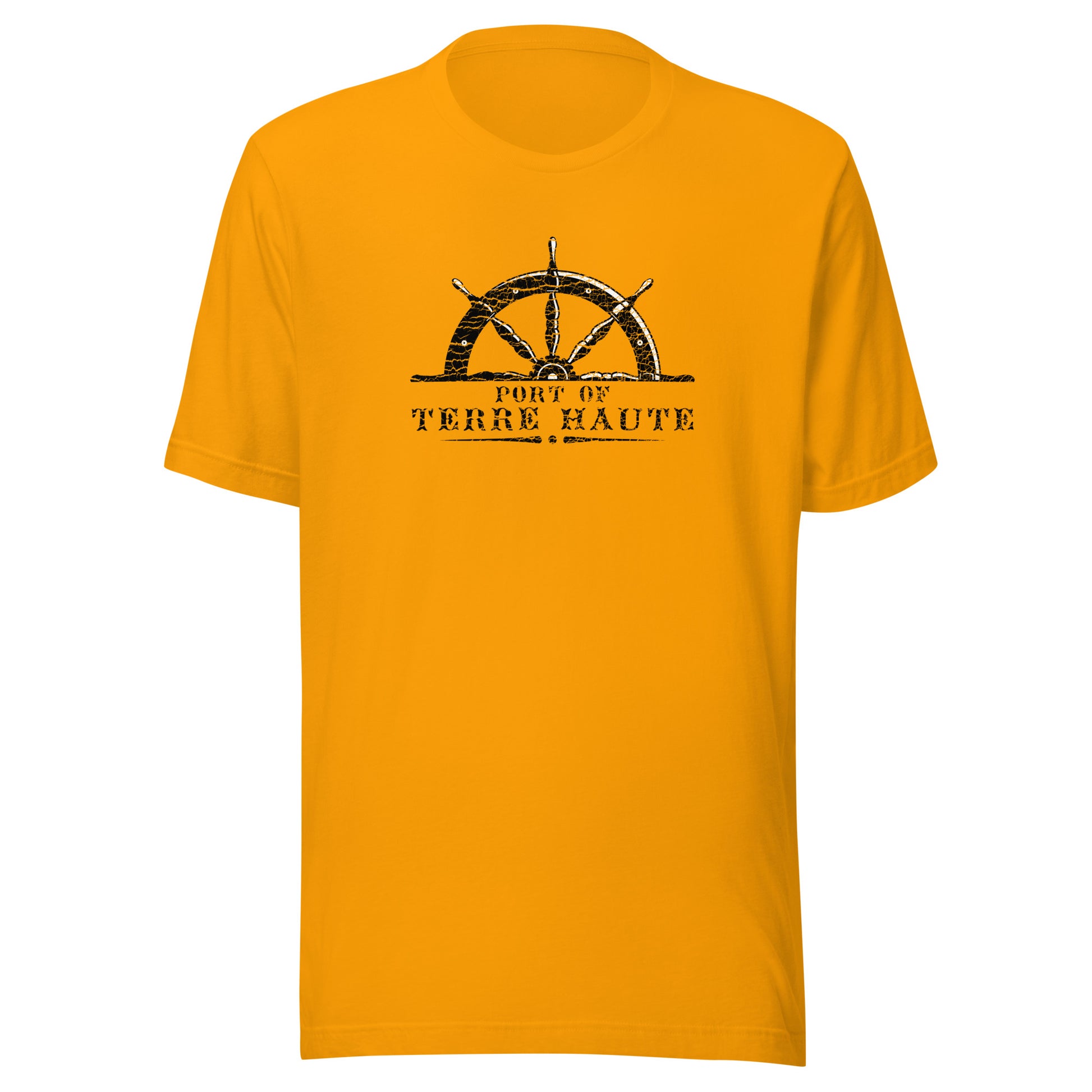 Port of Terre Haute - wheel (black/white) - Terre Haute Indiana - Short-Sleeve Unisex T-Shirt - EdgyHaute