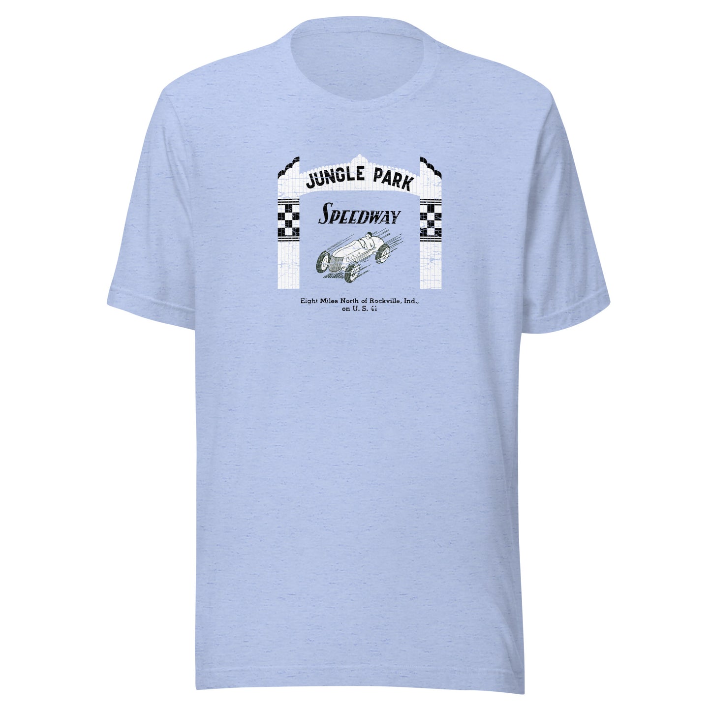 Jungle Park Speedway (white/black) - Parke County Indiana - Short-Sleeve Unisex T-Shirt - EdgyHaute