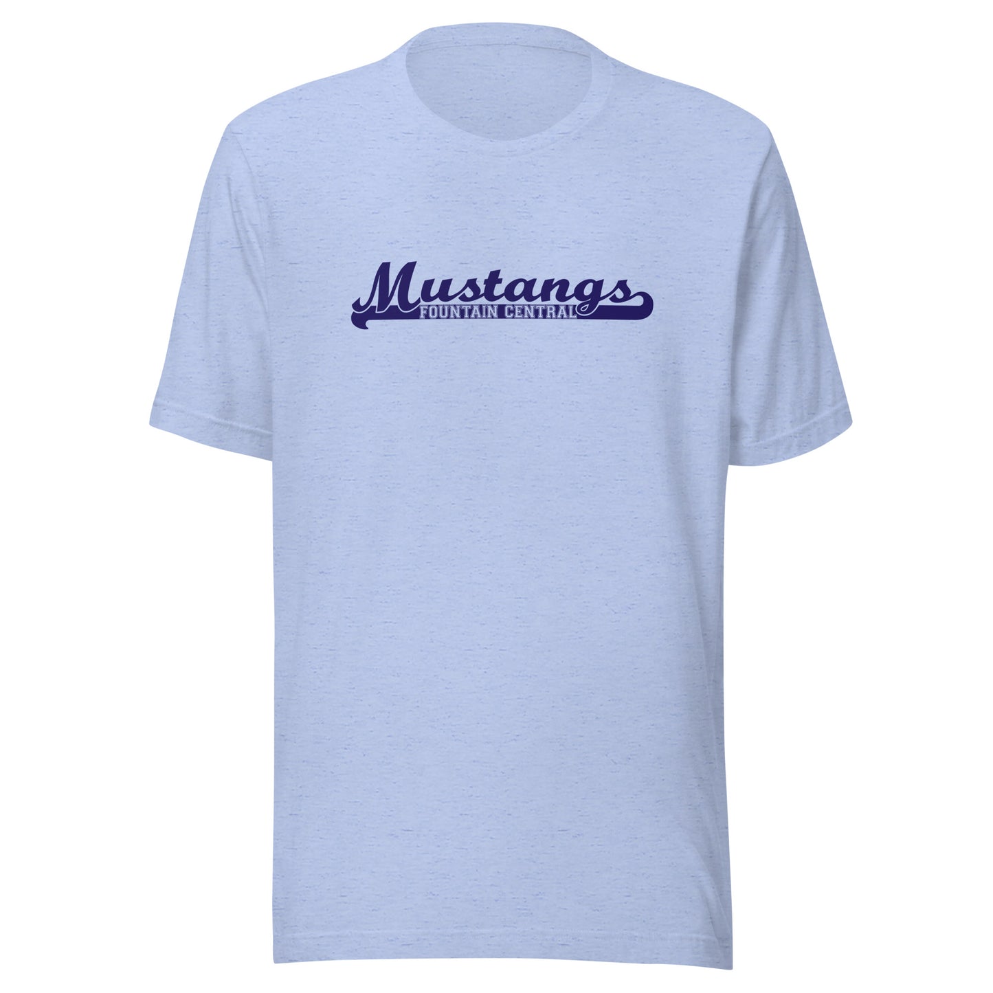 Fountain Central Jr/Sr HS Mustangs - Banner (blue) - Short-Sleeve Unisex T-Shirt - EdgyHaute