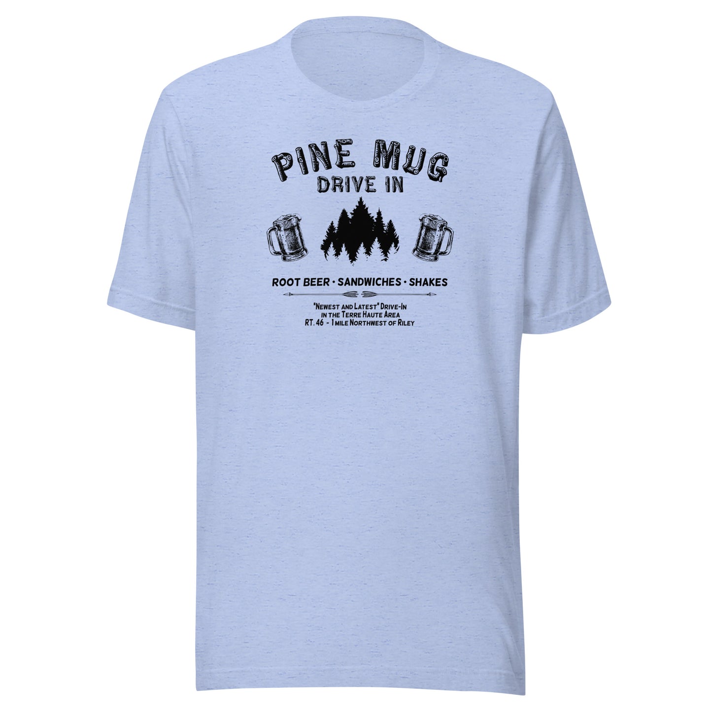 Pine Mug Drive-In (black) - Terre Haute Indiana - Short-Sleeve Unisex T-Shirt - EdgyHaute