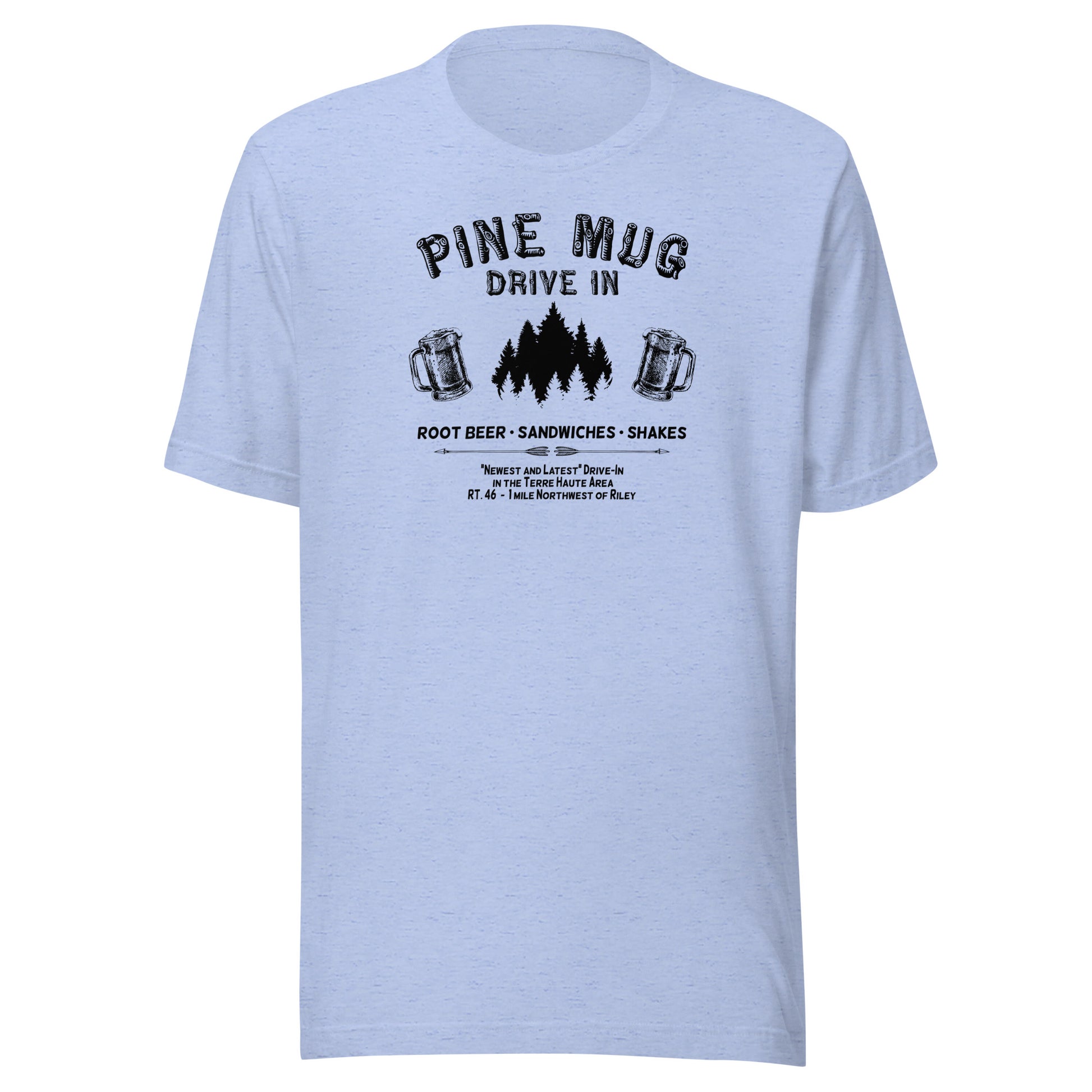 Pine Mug Drive-In (black) - Terre Haute Indiana - Short-Sleeve Unisex T-Shirt - EdgyHaute