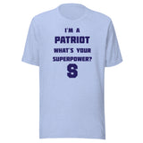 Seeger Memorial Jr.-Sr. HS Patriots - Superpower (blue) - Short-Sleeve Unisex T-Shirt - EdgyHaute