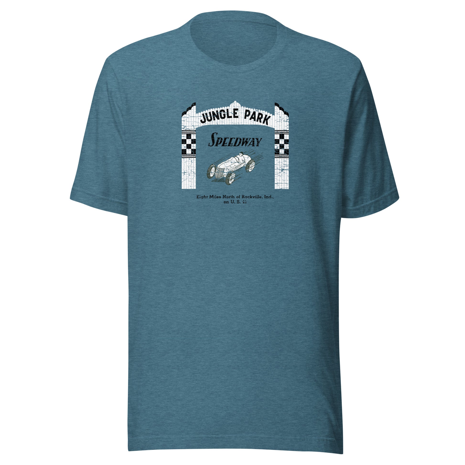 Jungle Park Speedway (white/black) - Parke County Indiana - Short-Sleeve Unisex T-Shirt - EdgyHaute