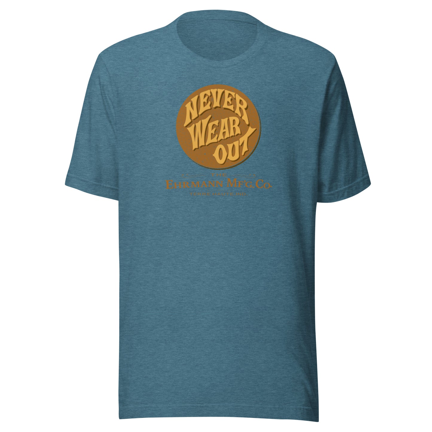 Never Wear Out / Ehrmann Manufacturing - button (color) - Terre Haute Indiana - Short-Sleeve Unisex T-Shirt - EdgyHaute