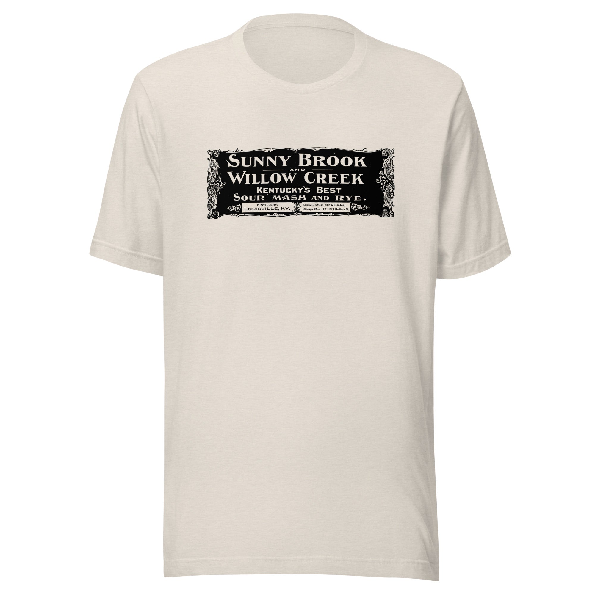 KY - Louisville - Sunny Brook and Willow Creek Distillery (black) - Short-Sleeve Unisex T-Shirt - EdgyHaute