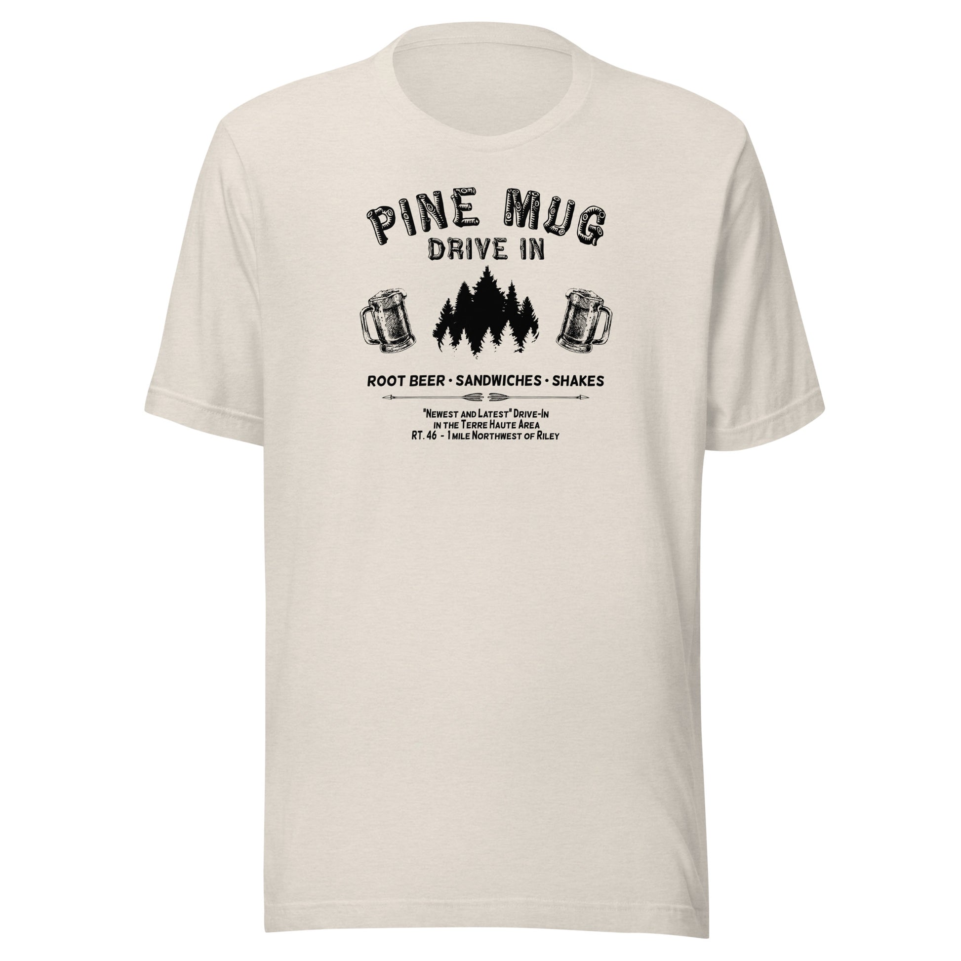 Pine Mug Drive-In (black) - Terre Haute Indiana - Short-Sleeve Unisex T-Shirt - EdgyHaute