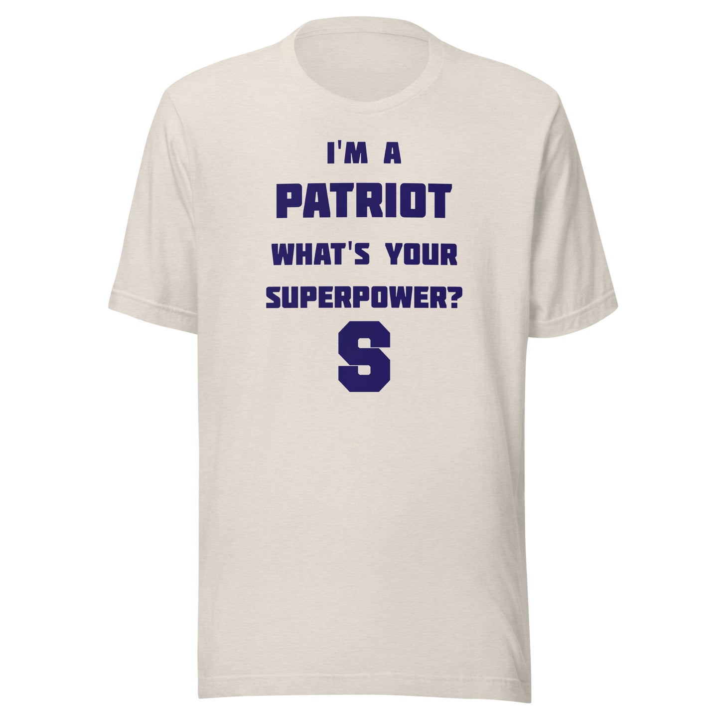 Seeger Memorial Jr.-Sr. HS Patriots - Superpower (blue) - Short-Sleeve Unisex T-Shirt - EdgyHaute