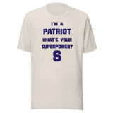 Seeger Memorial Jr.-Sr. HS Patriots - Superpower (blue) - Short-Sleeve Unisex T-Shirt - EdgyHaute