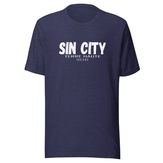 Sin City (white) - Terre Haute Indiana - Short-Sleeve Unisex T-Shirt - EdgyHaute