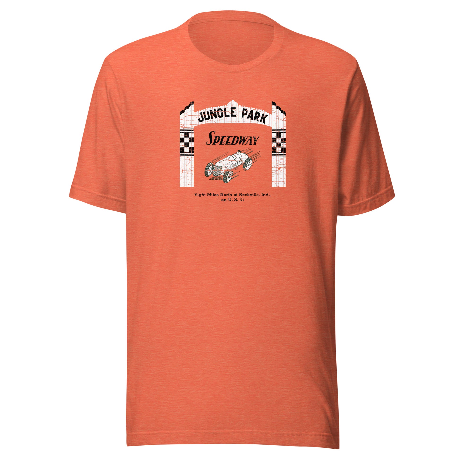 Jungle Park Speedway (white/black) - Parke County Indiana - Short-Sleeve Unisex T-Shirt - EdgyHaute