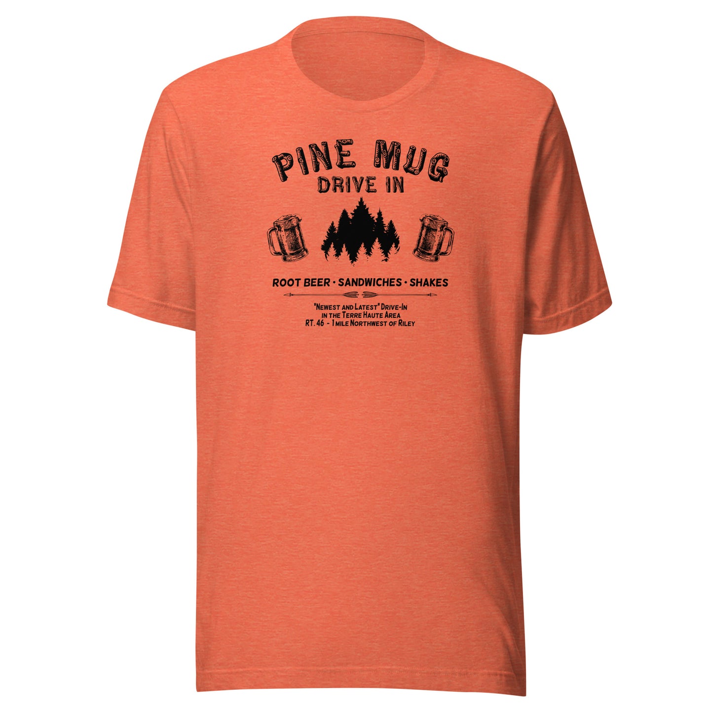 Pine Mug Drive-In (black) - Terre Haute Indiana - Short-Sleeve Unisex T-Shirt - EdgyHaute