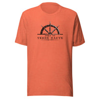 Port of Terre Haute - wheel (black/white) - Terre Haute Indiana - Short-Sleeve Unisex T-Shirt - EdgyHaute