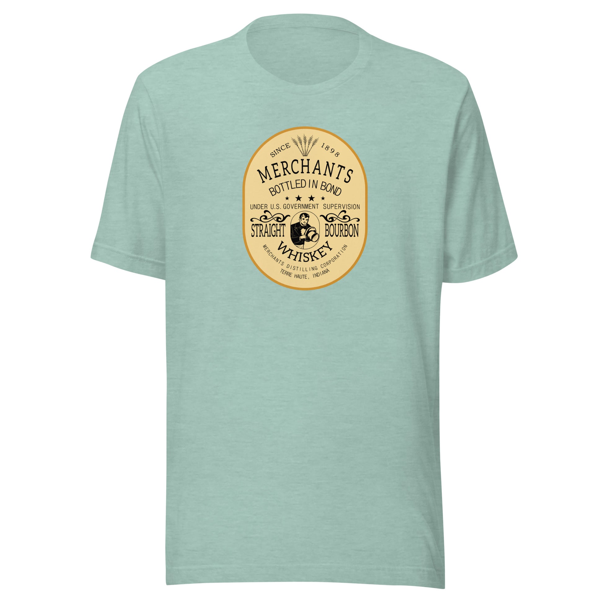 Deluxe Bourbon Whiskey / Merchants Distilling (design 2) - Terre Haute Indiana - Short-Sleeve Unisex T-Shirt - EdgyHaute