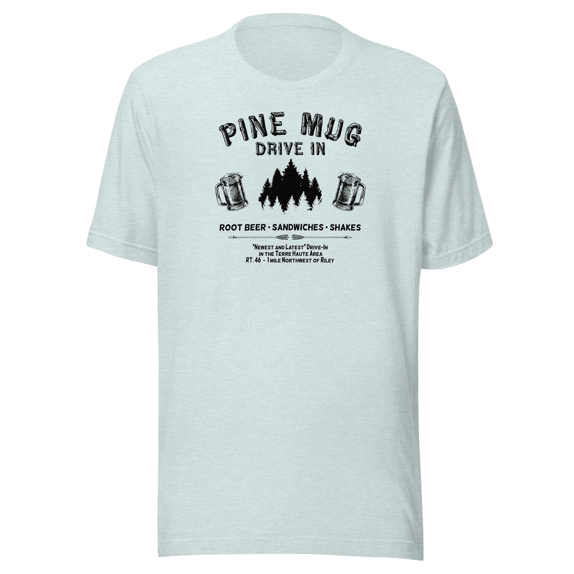 Pine Mug Drive-In (black) - Terre Haute Indiana - Short-Sleeve Unisex T-Shirt - EdgyHaute