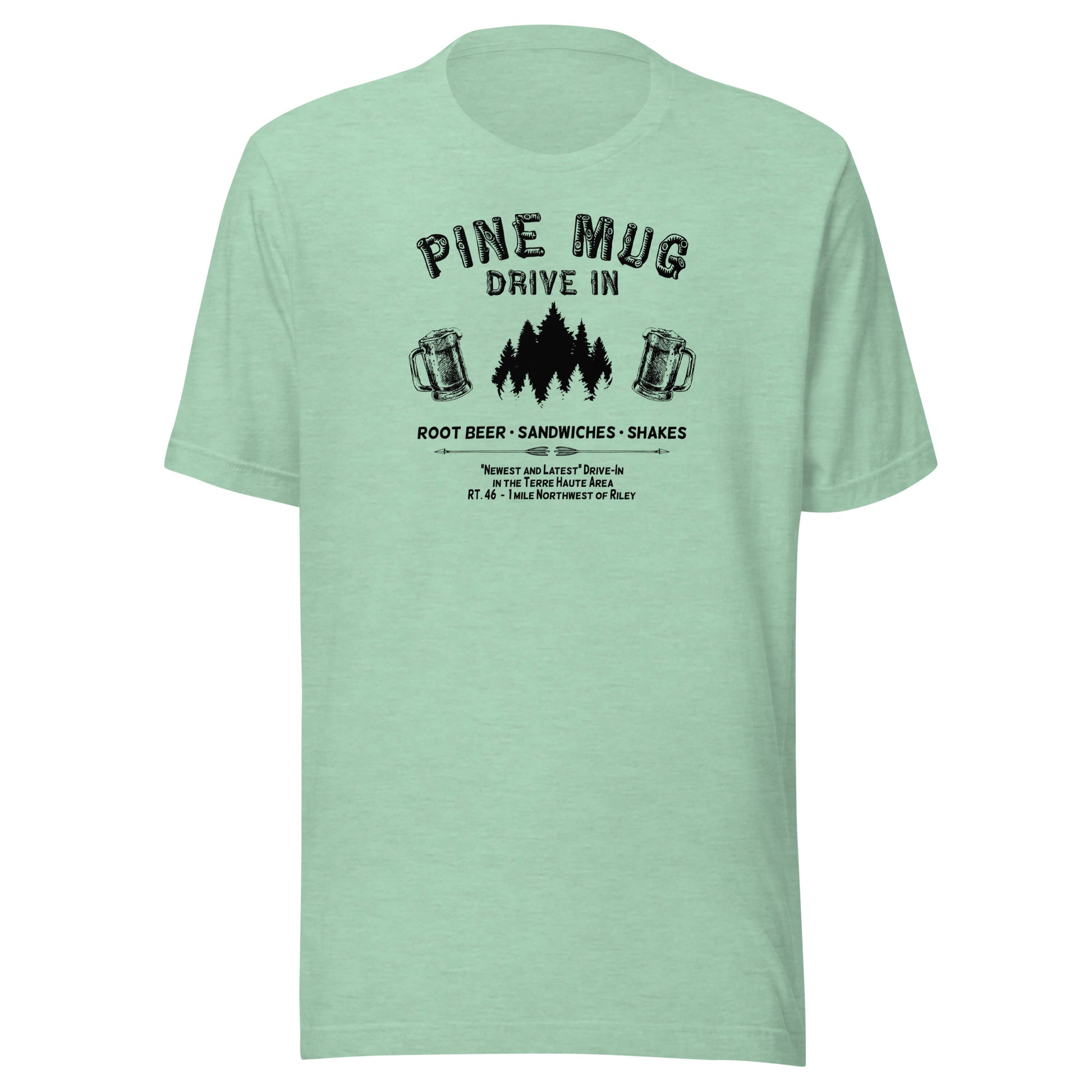 Pine Mug Drive-In (black) - Terre Haute Indiana - Short-Sleeve Unisex T-Shirt - EdgyHaute