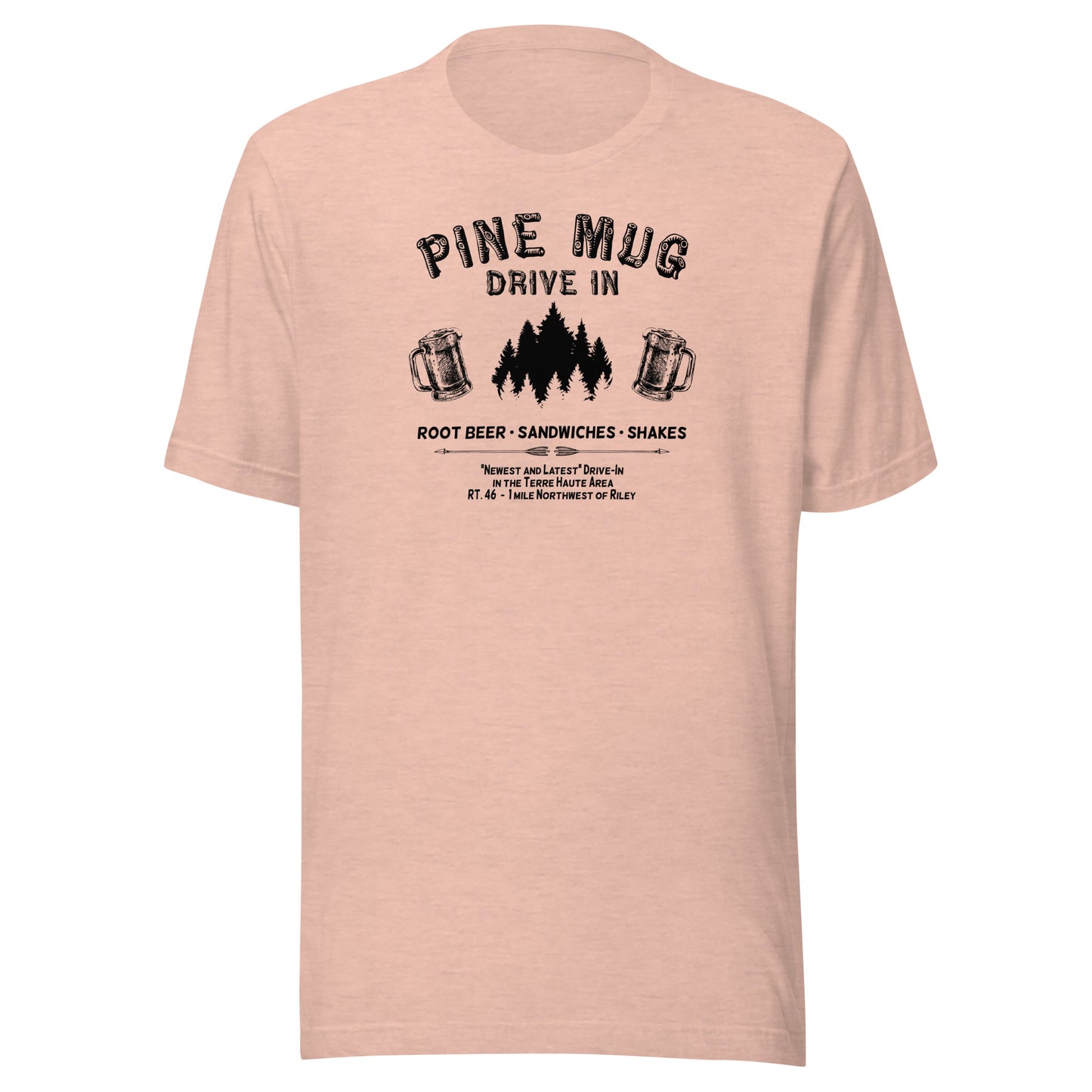 Pine Mug Drive-In (black) - Terre Haute Indiana - Short-Sleeve Unisex T-Shirt - EdgyHaute