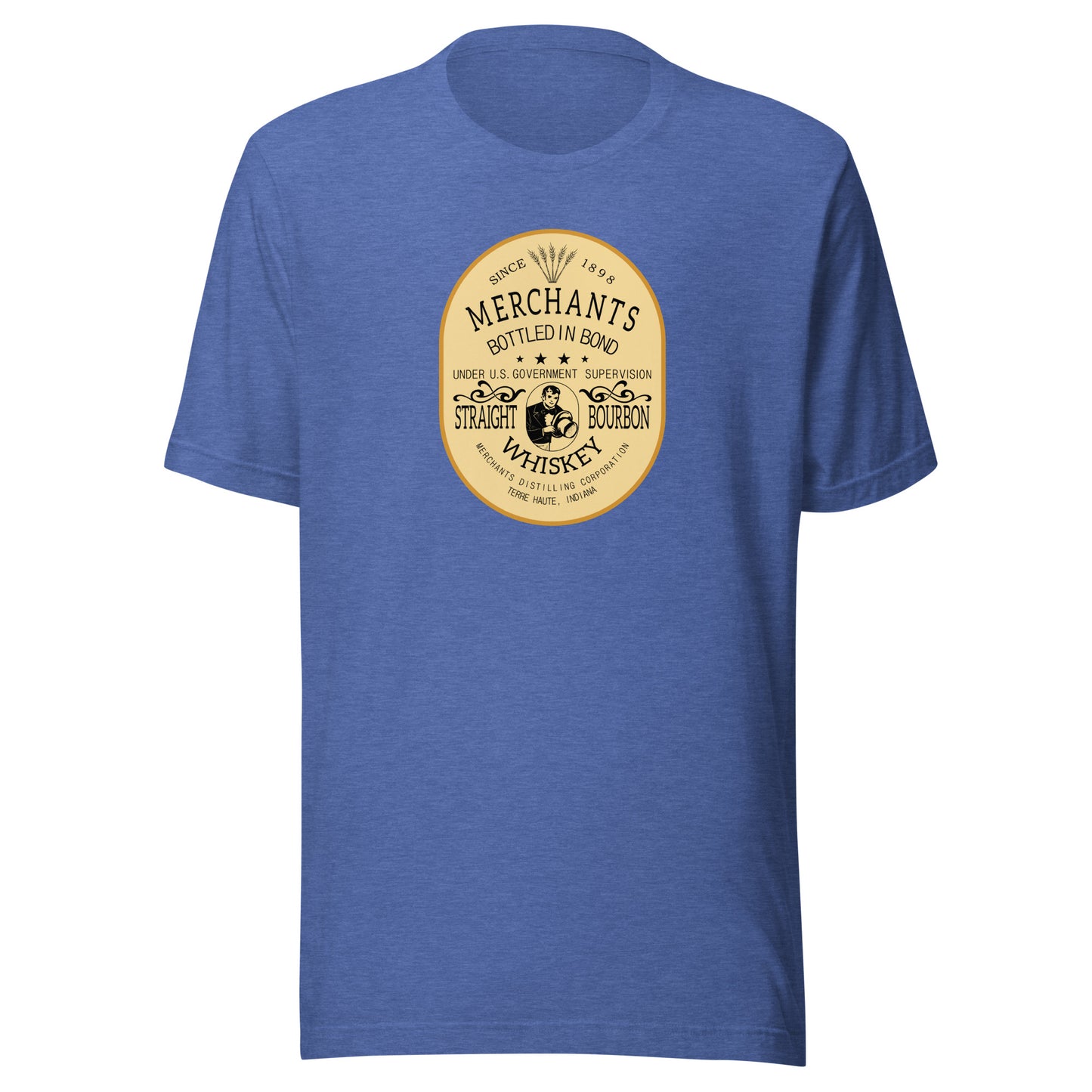 Deluxe Bourbon Whiskey / Merchants Distilling (design 2) - Terre Haute Indiana - Short-Sleeve Unisex T-Shirt - EdgyHaute