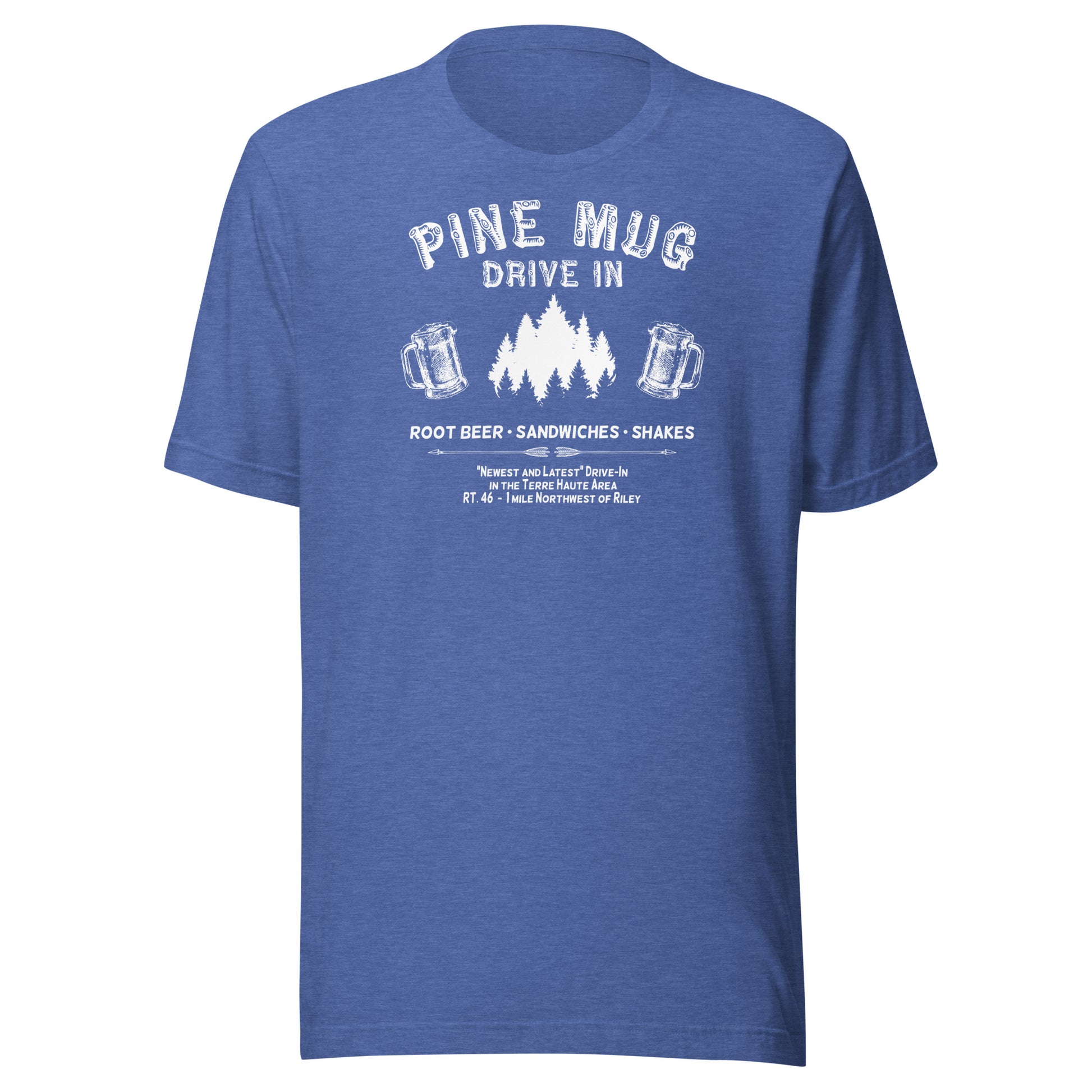 Pine Mug Drive-In (white) - Terre Haute Indiana - Short-Sleeve Unisex T-Shirt - EdgyHaute