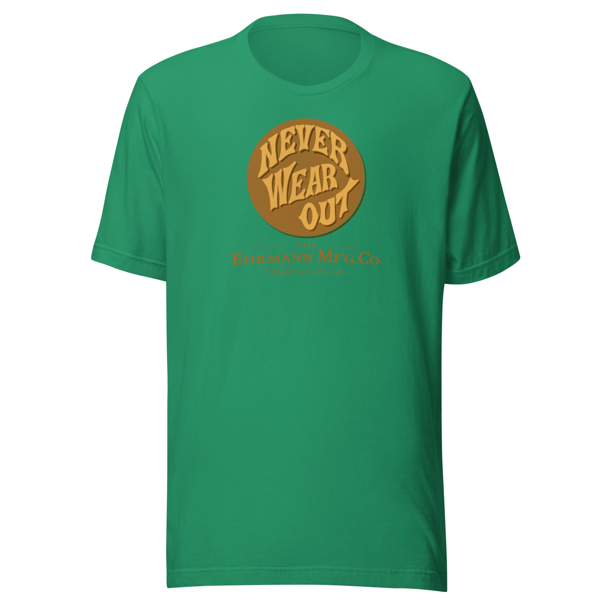 Never Wear Out / Ehrmann Manufacturing - button (color) - Terre Haute Indiana - Short-Sleeve Unisex T-Shirt - EdgyHaute