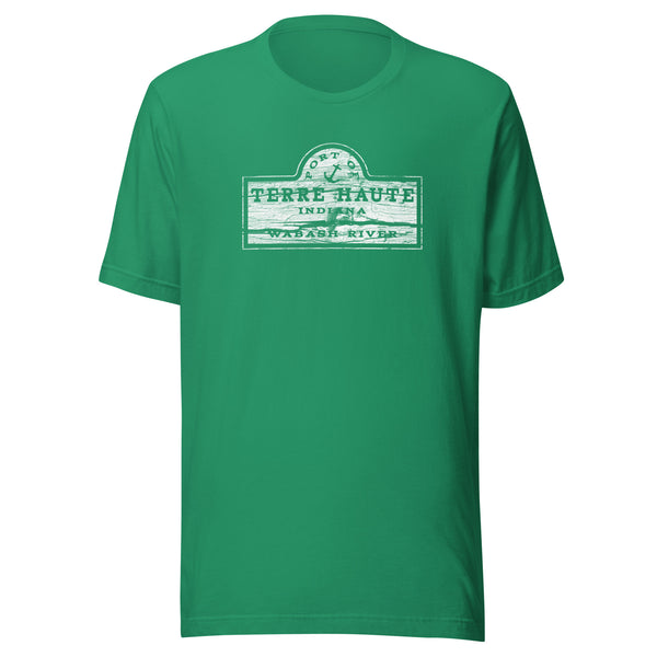 Port of Terre Haute - sign (white) - Terre Haute Indiana - Short-Sleeve Unisex T-Shirt - EdgyHaute