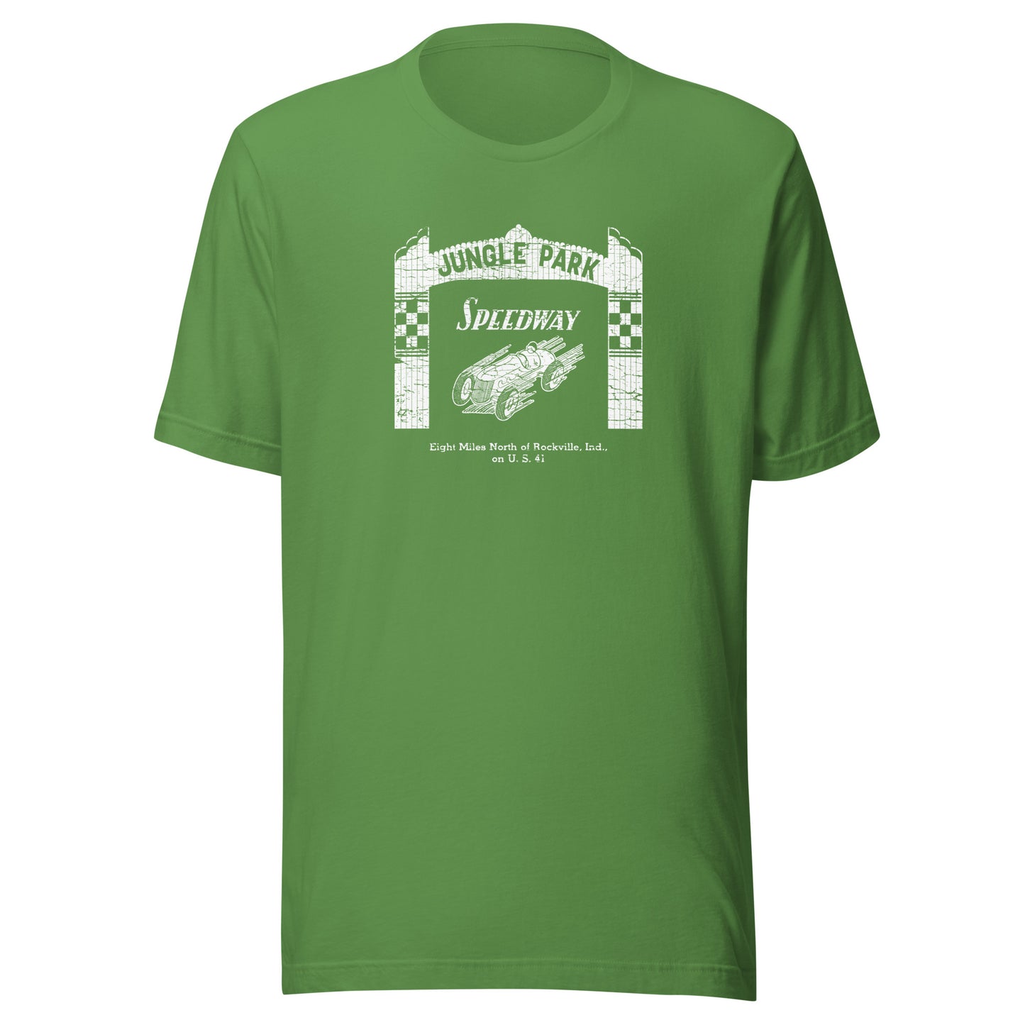 Jungle Park Speedway (white) - Parke County Indiana - Short-Sleeve Unisex T-Shirt - EdgyHaute